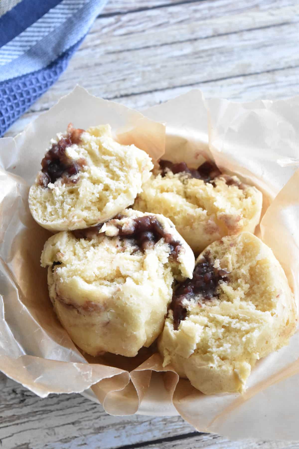 出来上がり(茹で小豆であん蒸しパン)