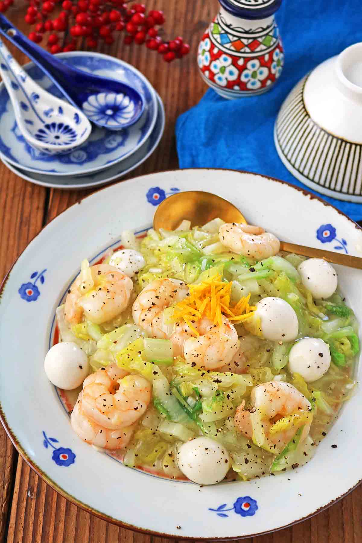白菜とえびの旨塩煮１