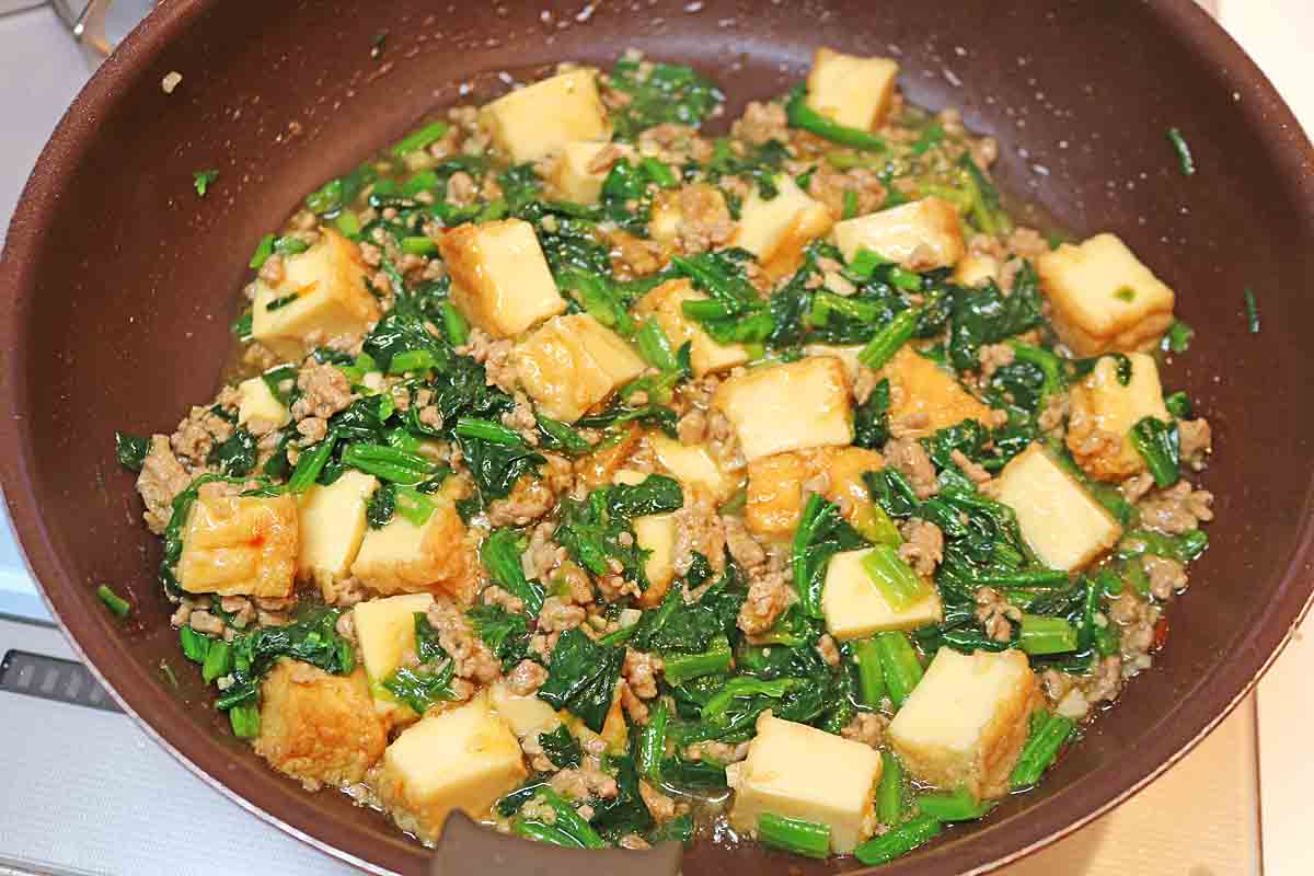 麻婆厚揚げほうれん草8