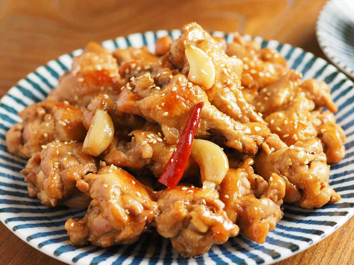 手羽元の甘酢煮、フライパンで大量調理