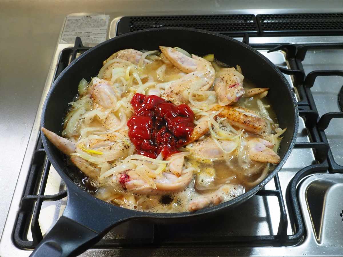 手羽先のソースチャップ煮　手羽先1㎏大量調理