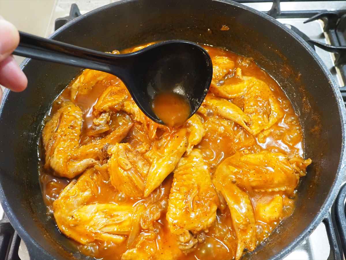 手羽先のソースチャップ煮　手羽先1㎏大量調理