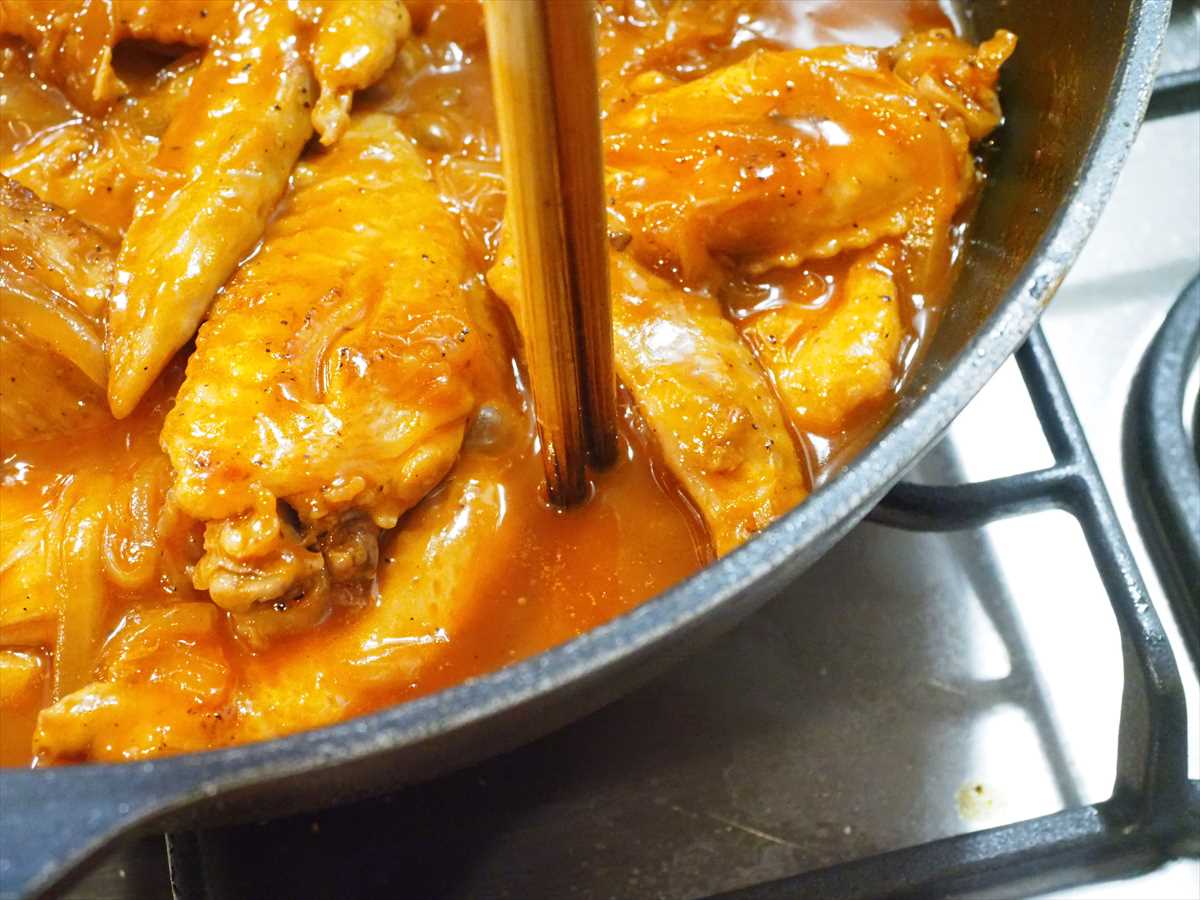 手羽先のソースチャップ煮　手羽先1㎏大量調理