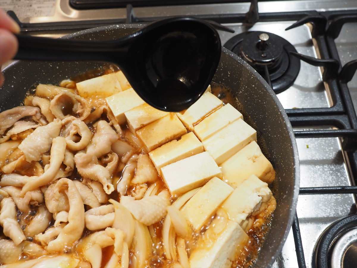 余った鶏皮の肉豆腐風