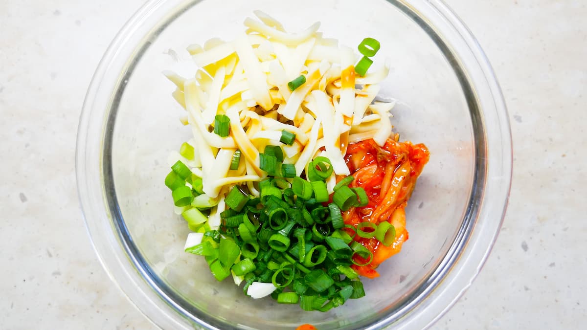 納豆キムチーズ油揚げ工程1