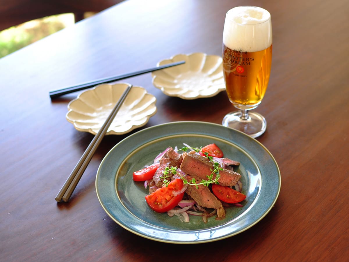 井上かなえ（かな姐）さん「ももステーキ肉で作る絶品フライパンローストビーフサラダ仕立て」