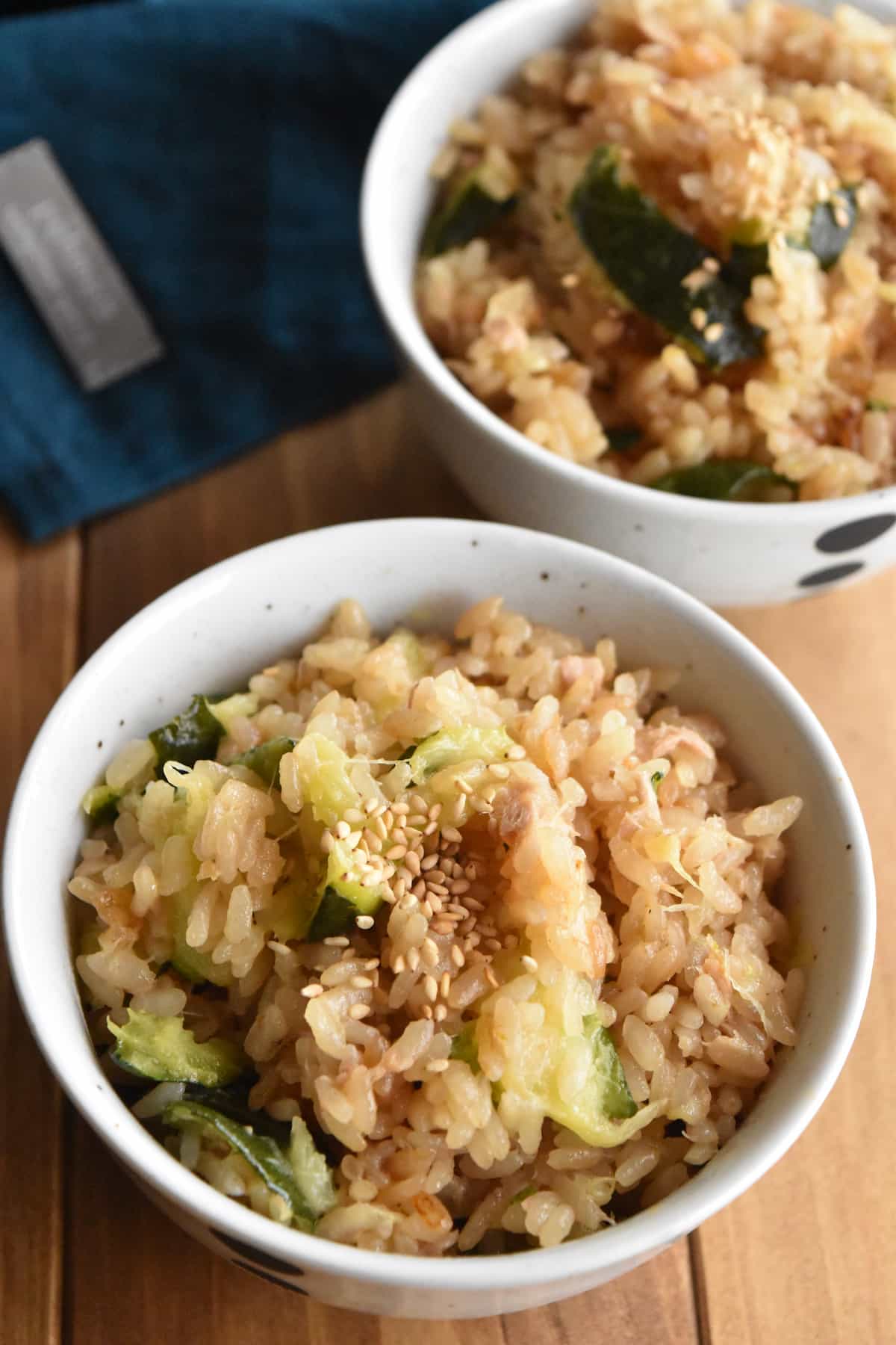 出来上がり(ズッキーニとツナの炊き込みご飯)