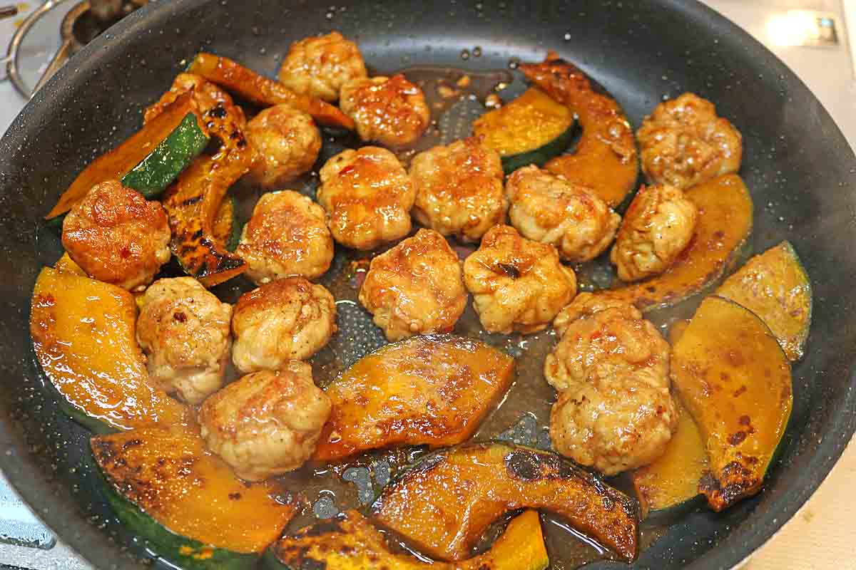 かぼちゃ豚だんご炒め7