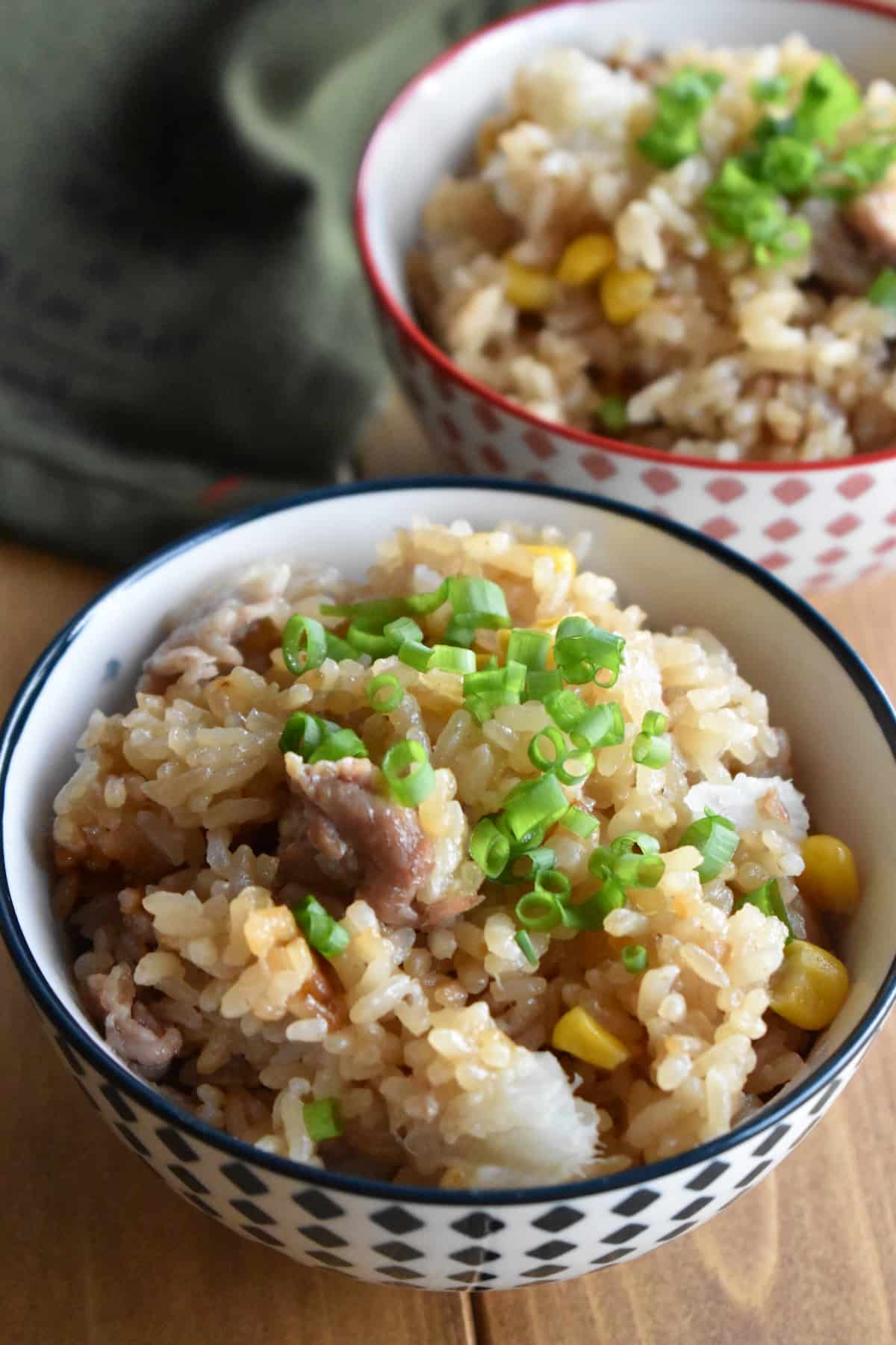 仕上げ(豚こまと長芋の炊き込みご飯)