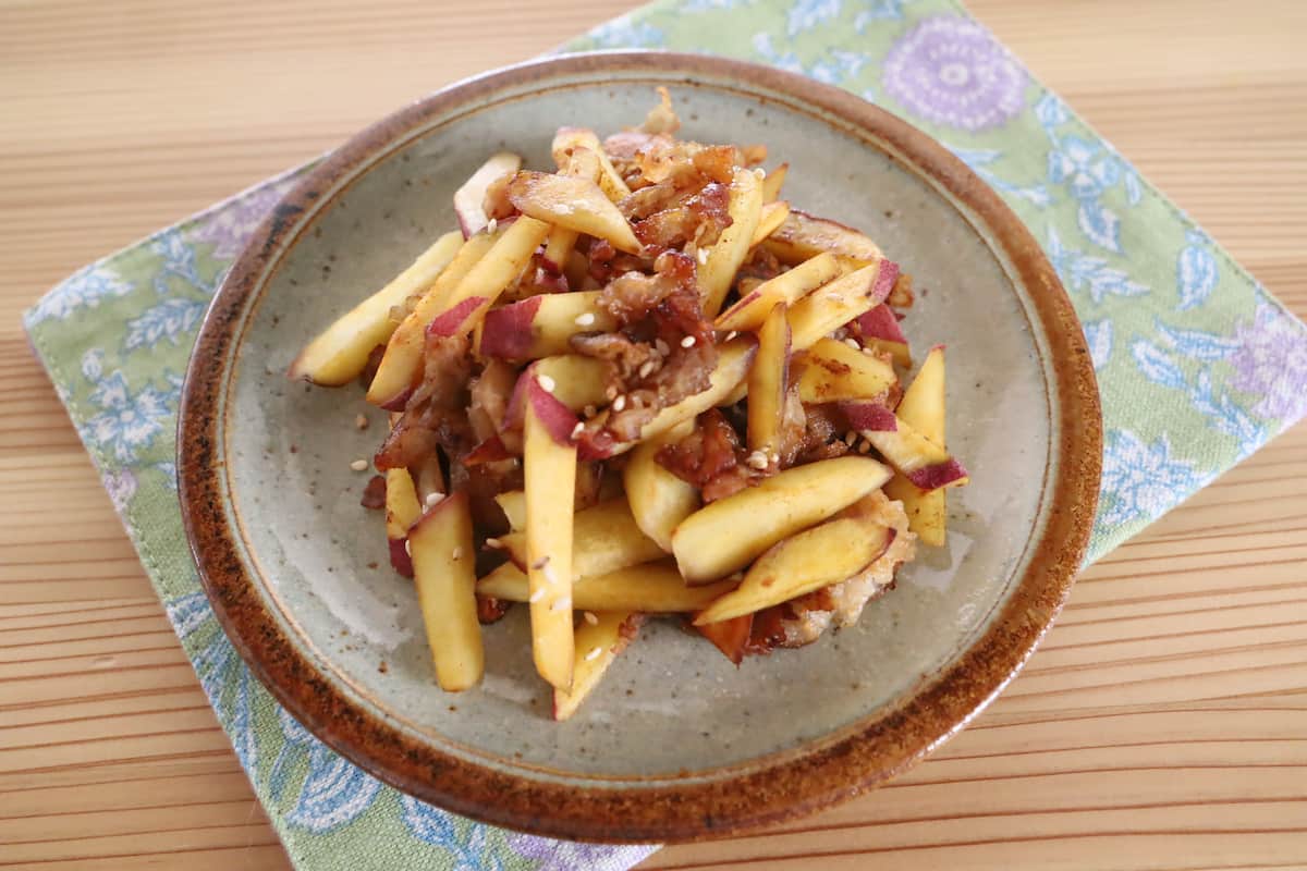 さつまいもと豚肉のシンプル炒め