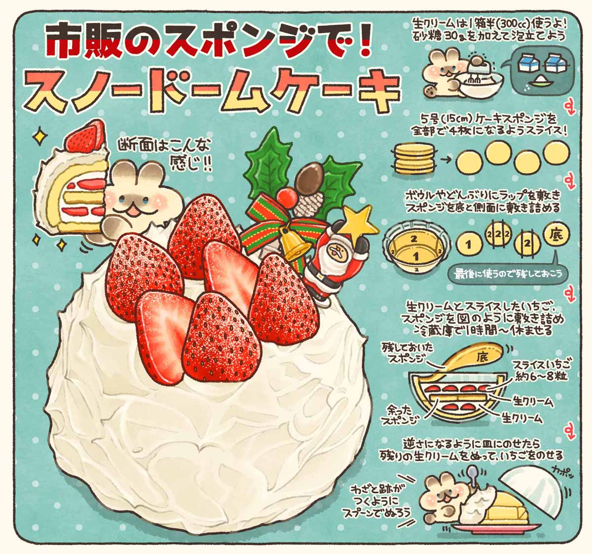 「スノードームケーキ」の作り方【クリスマス】