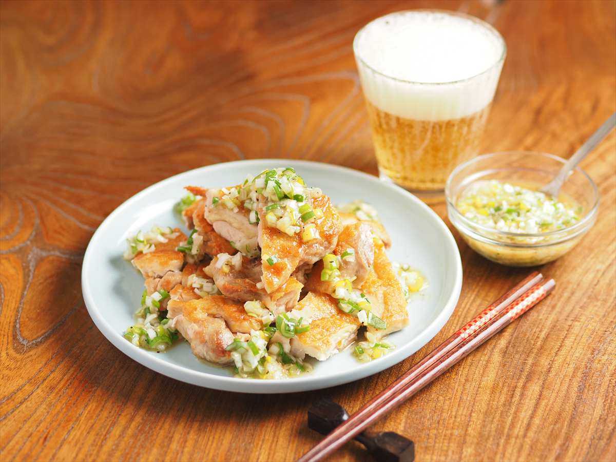 皮パリパリ鶏もも肉のねぎ塩焼き