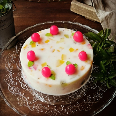 豪華版果物いっぱいミルク寒天♪
