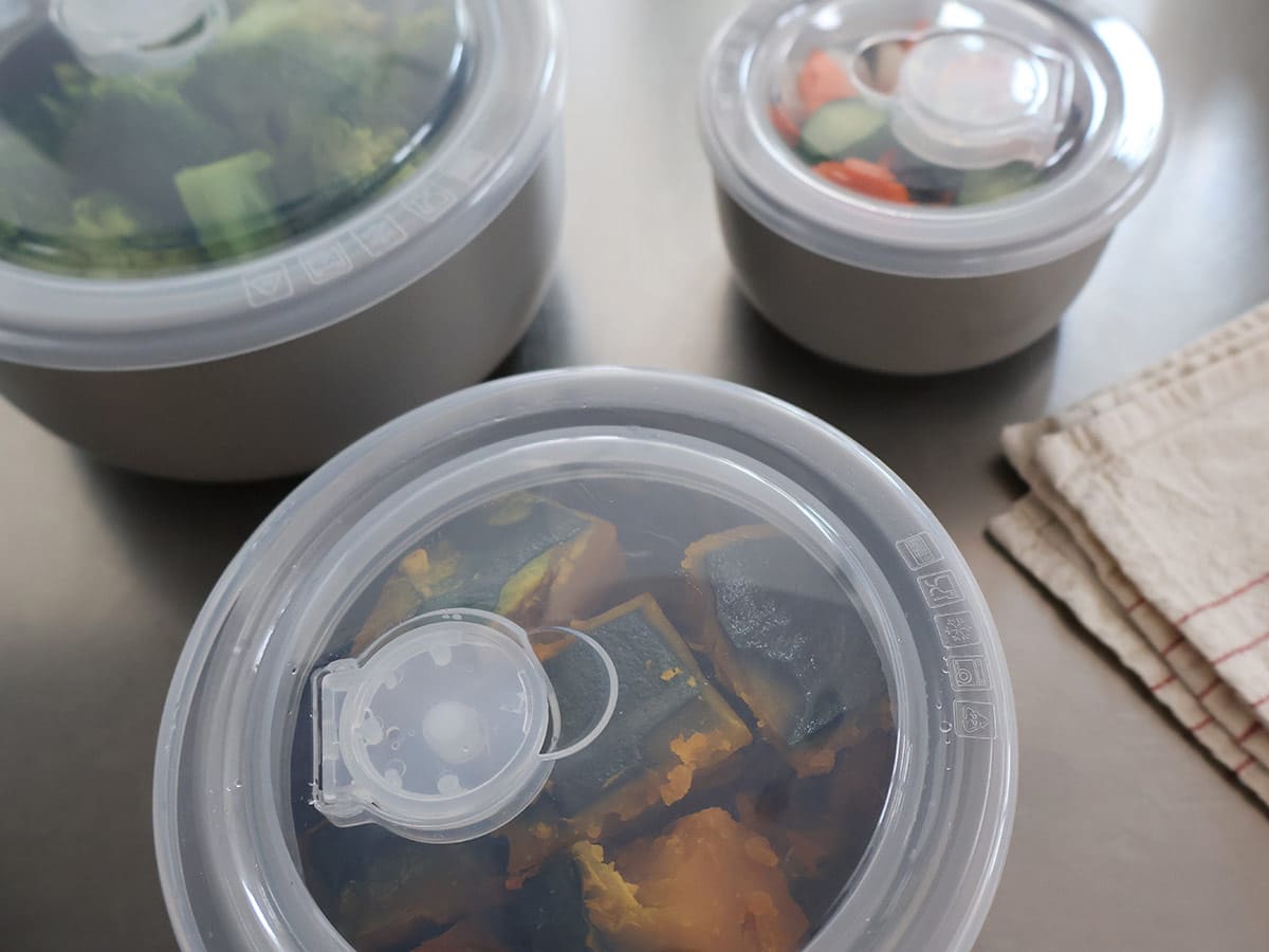 bon moment 食卓でも使える 蓋つき保存容器 3サイズセット/ボンモマン