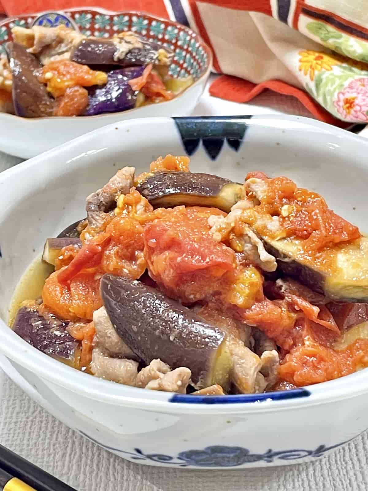 「なすとトマトの豚肉蒸し」レシピ