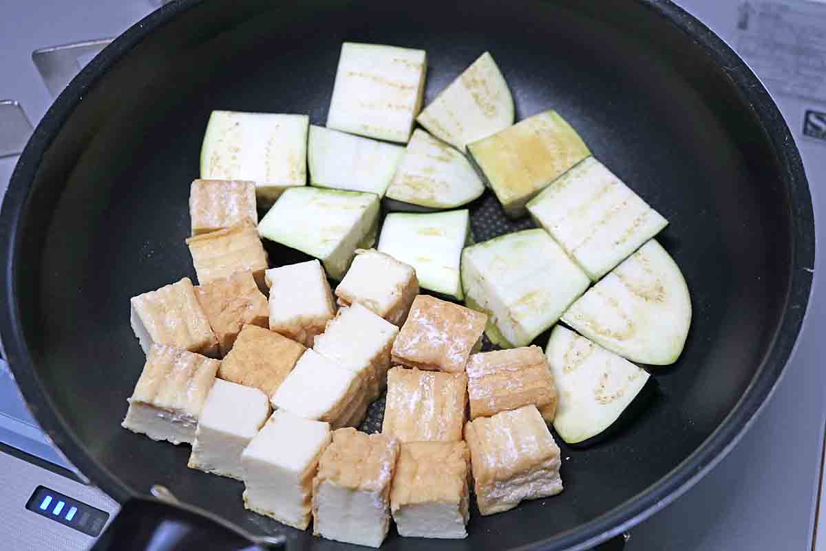 なすと厚揚げ照り焼き5