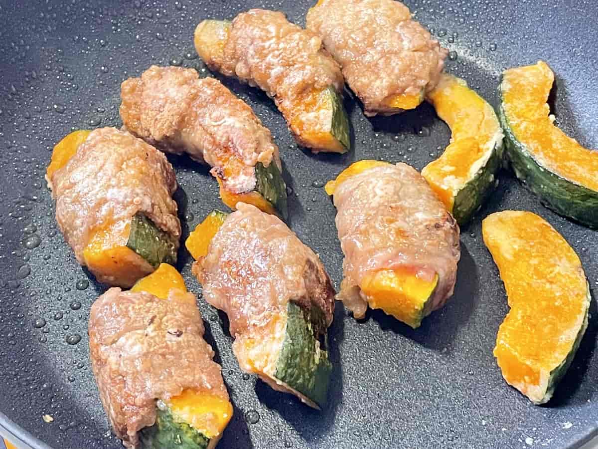 「かぼちゃの牛肉巻き」レシピ