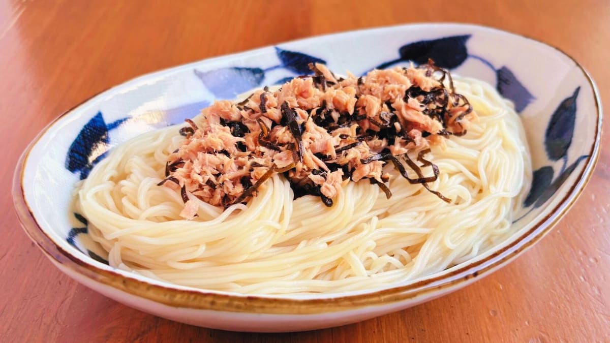 ぶっかけツナ塩昆布そうめん