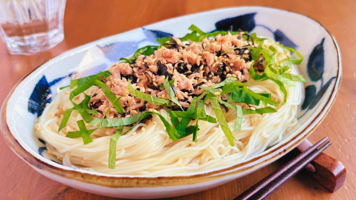 ぶっかけツナ塩昆布そうめん
