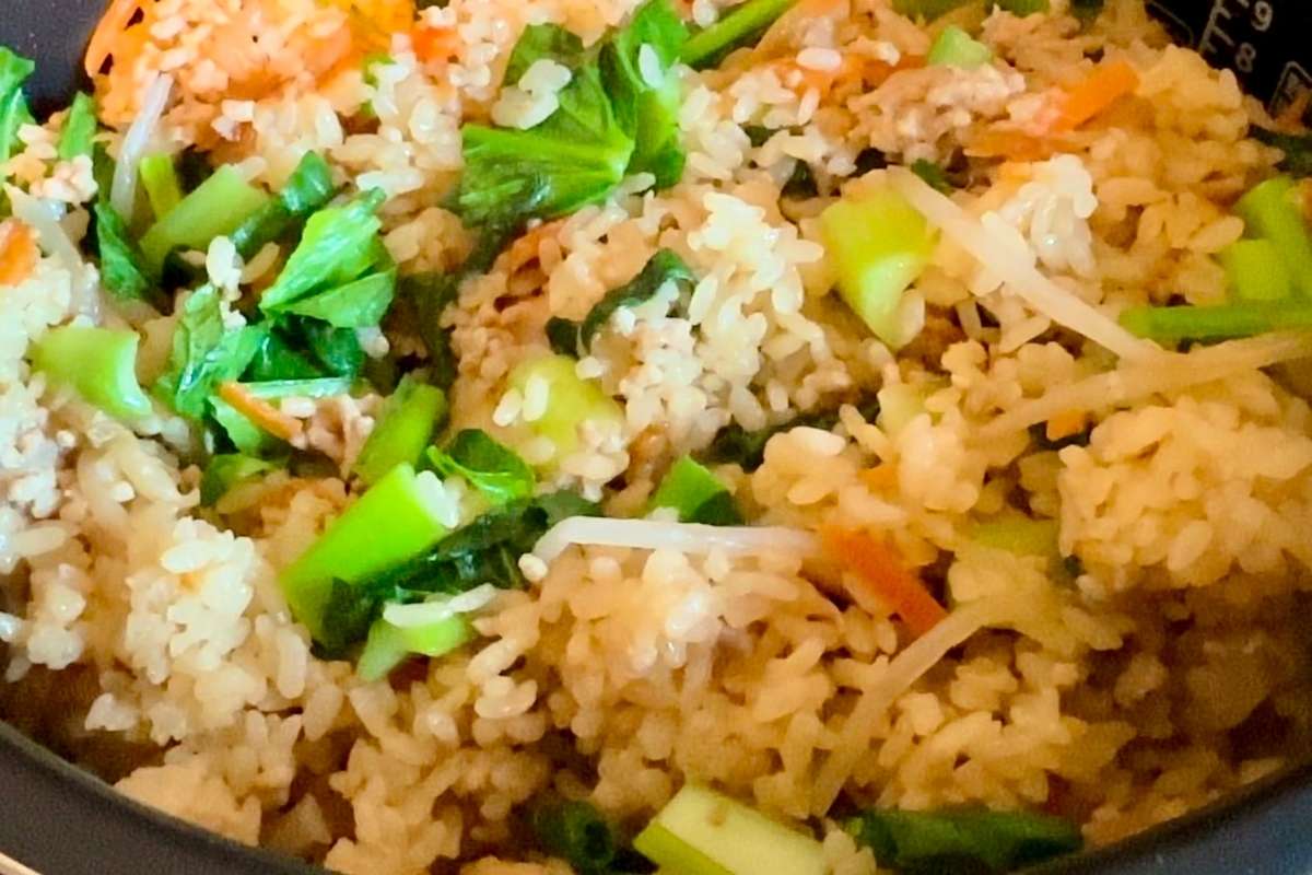 「炊飯器でビビンバ」